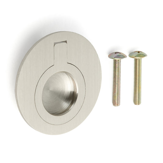 Runder Klappgriff aus Messing, Oberfläche: Weißbronze, satiniert matt, 51,2 mm (2,1″) 580-WB. Ringgriff 580-WB für Wohnmobil, Boot, Revisionsklappe, Revisionstür, von Sugatsune / LAMP® (Japan)