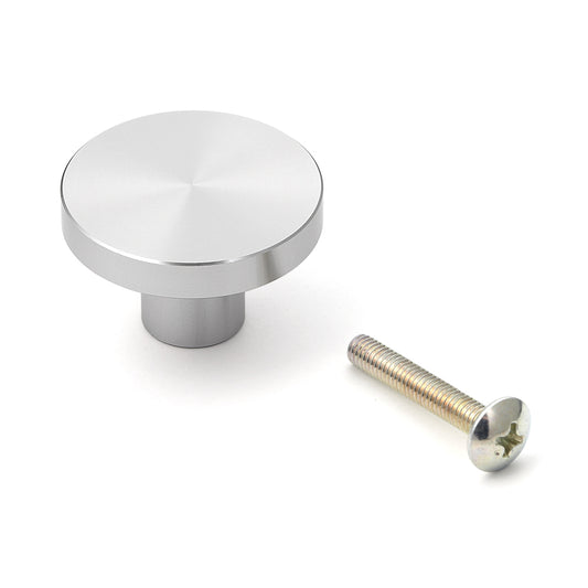 Runder Möbelknopfgriff aus Aluminiumlegierung, Oberfläche: Edelstahl Look, 30 mm (1,2″) EXSEL30. Griffknopf aus Aluminiumlegierung für Schublade, Möbeltür, Küchenschrank, Büroschrank und viel mehr, von Sugatsune / LAMP® (Japan)