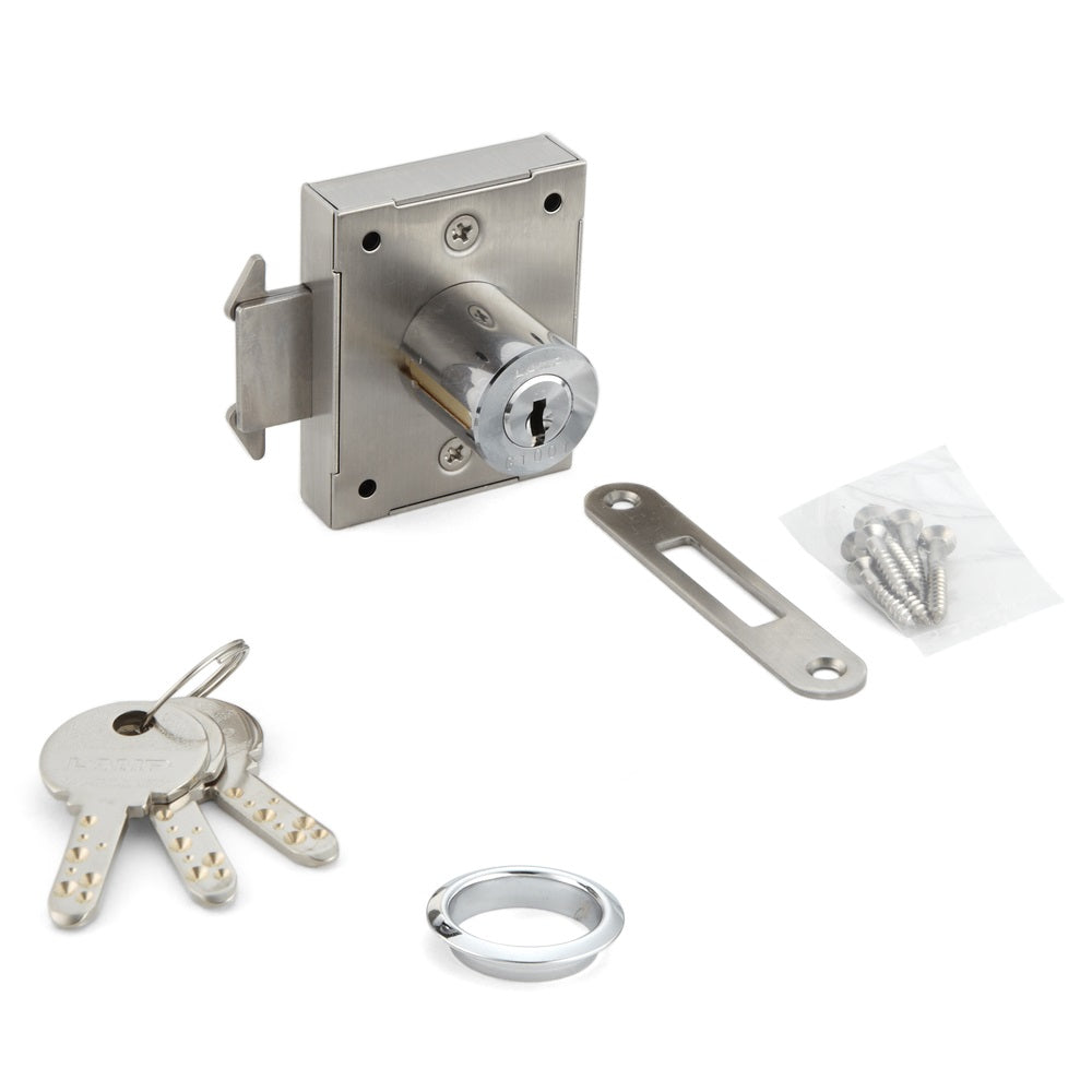 Sliding door lock, made of stainless steel SUS304, surface: chrome-plated, design: keyed alike, 7810K-24-CR-LD for sliding door