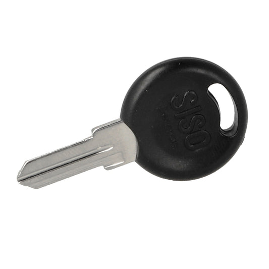 Key blank, 48.1 mm (1.9"). Metal and plastic key blank for lock 8813, handle lock L-44, handle lock 177, handle lock T-44, handle lock 1821, handle lock 1822, cam lock X-44, and bascule lock 7080, from SISO Denmark
