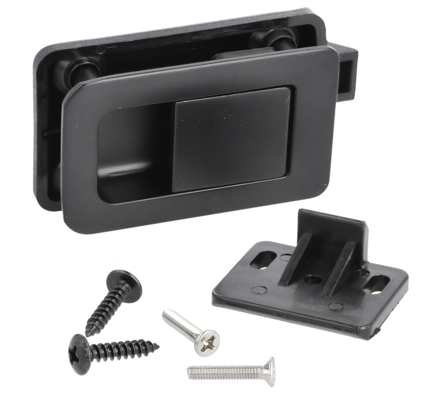 High-quality snap lock with folding handle, made of Zamak, surface: black, 14.03.091-0 for caravans, yachts, mobile homes, private jets, motorhomes