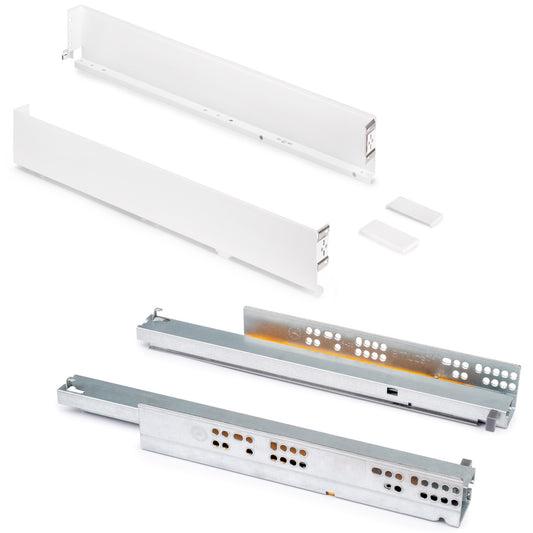 Schubkasten Set, mit extra dünnen Zargen, Höhe: 88 mm, 3275212, Schubladentiefe: 390 mm, von EMUCA, weiß, Ausführung: Vollauszug mit Soft-Close. Produktbild
