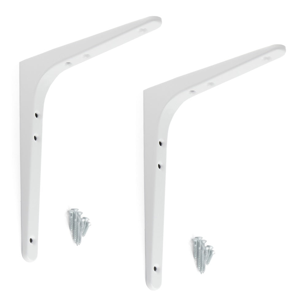 2 high-quality heavy-duty mounting brackets, load capacity: 50 kg (111 lbs), finish: white, 180.5 mm (7.2"), BTK-180W. Heavy-duty shelf brackets for shelves, dividers, shelves, corner joints, and much more, from Sugatsune / LAMP® (Japan)