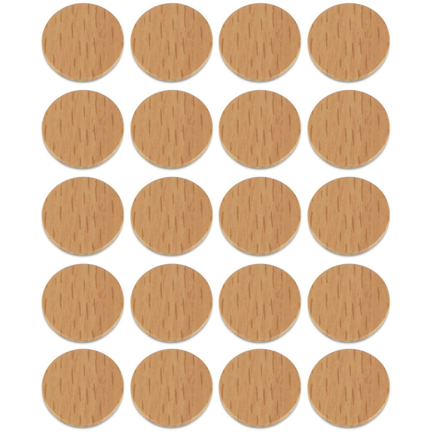 20 Stück selbstklebende Bohrlochabdeckung, aus Kunststoff, Oberfläche: Birkenholzfarbe, 13 mm (33/64″), 5128930 für Möbel, Schrank, Tisch, Bett