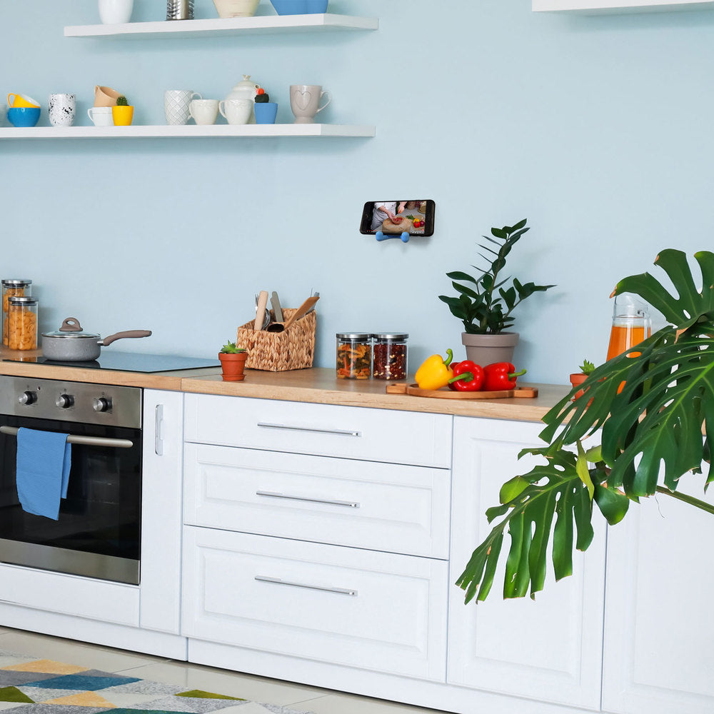 Hochwertiger Silikonhaken für Wandmontage, aus massivem rostfreiem Edelstahl, Oberfläche: pastellblau, Ausführung: mit zwei Hakenspitzen, PXB-GR05-212-BBU. Gummihaken für Kindergarten, Schule und viel mehr, von Sugatsune / LAMP® (Japan)