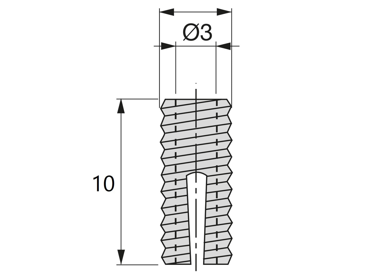 20 Stück stabile Einschlagmuffe passend für Schrauben ⌀3 mm, aus Nylon (PA), 10 mm (25/64″), 9040920 für Möbelverbindung, Korpusmontage, Regalmontage