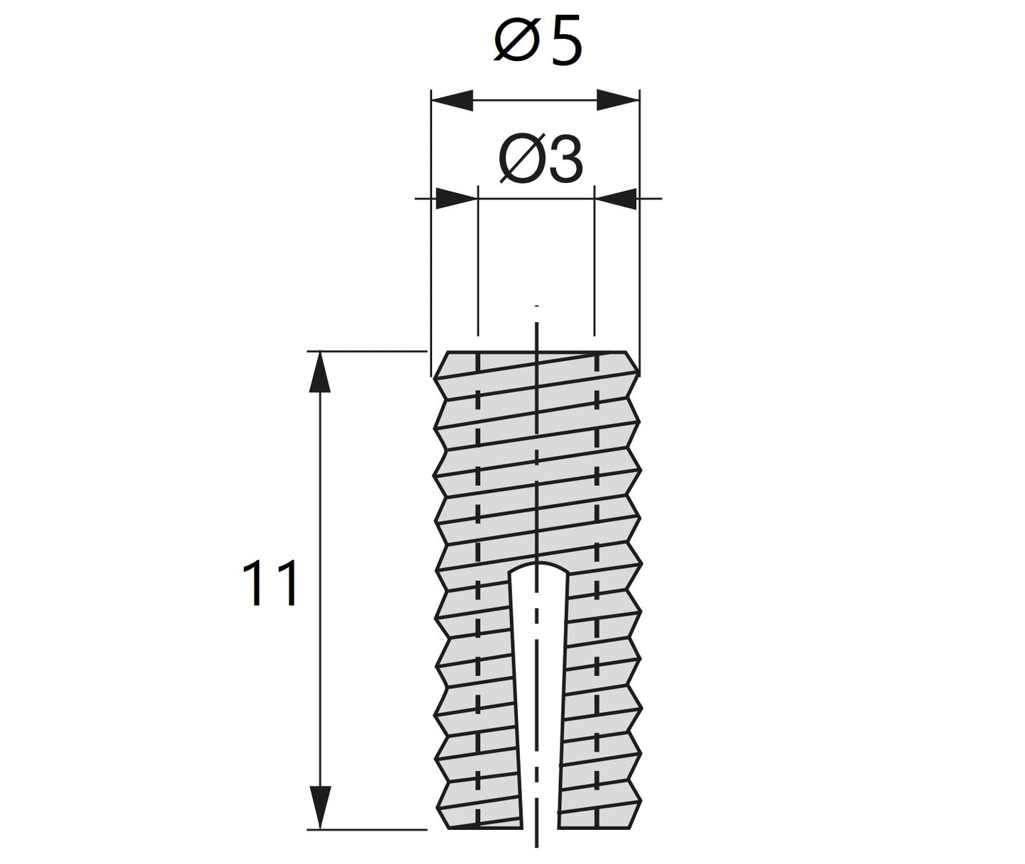 20 Stück stabile Einschlagmuffe passend für Schrauben ⌀3 mm, aus Nylon (PA), 11 mm (7/16″), 9003620 für Möbelverbindung, Korpusmontage, Regalmontage