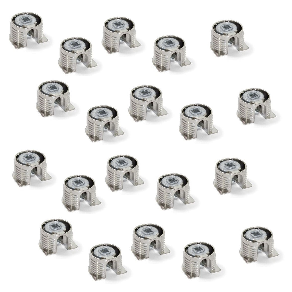 20 Stück stabile Exzenterverbindung ⌀20 mm mit Flansch und Krallenaußenmantel für Plattenstärke 16 mm (5/8″), aus Zamak, 8470907 für Möbelverbindung