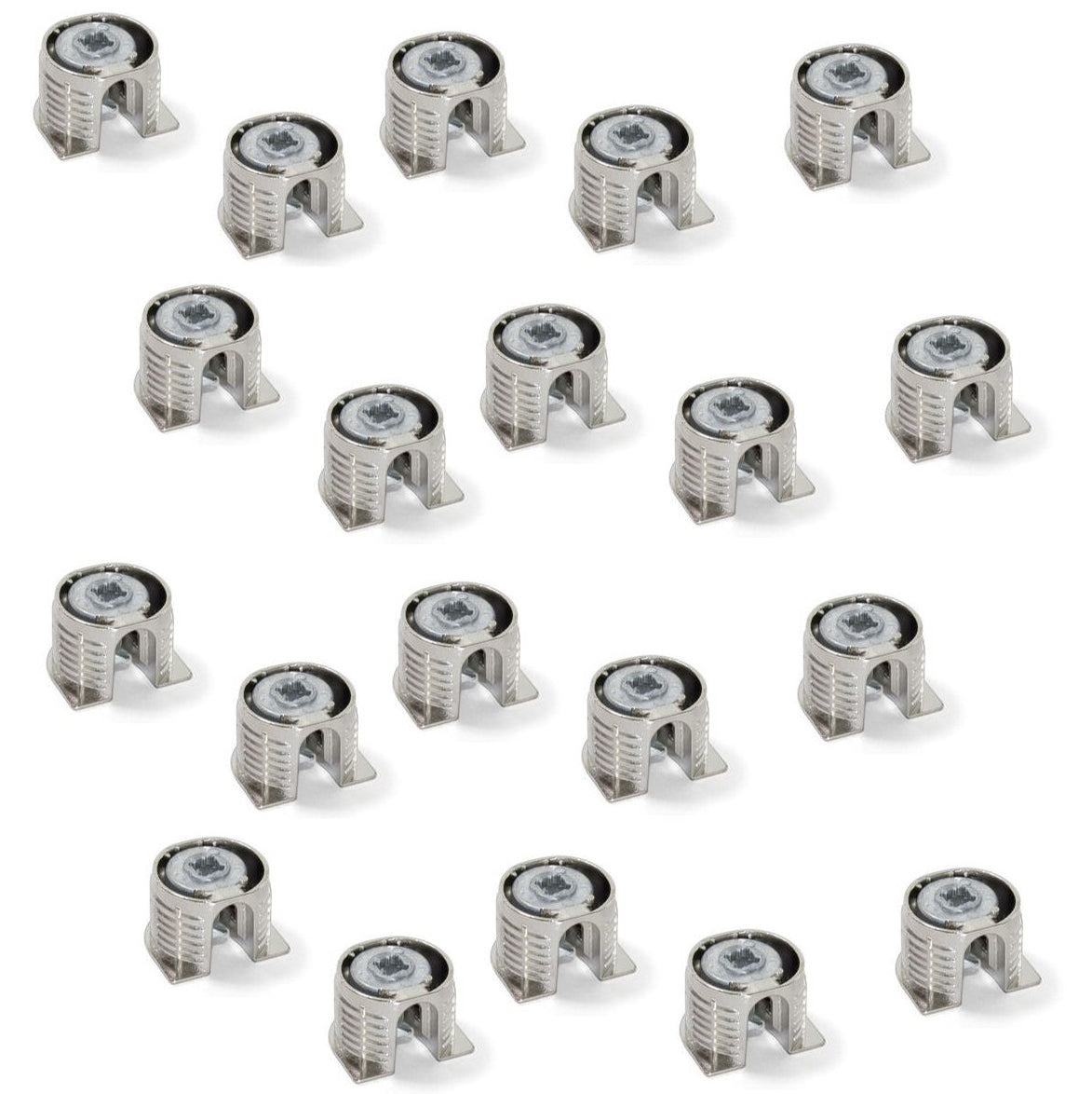 20 Stück stabile Exzenterverbindung ⌀20 mm mit Flansch und Krallenaußenmantel für Plattenstärke 19 mm (3/4″), aus Zamak, 8070907 für Möbelverbindung
