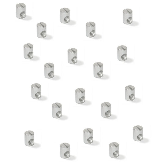 20 Stück stabiler Kreuzdübel mit M6 Gewinde, aus Stahl, 14 mm (35/64″), 6170105 für Möbelmontage, Regalbau, Bettverbindung, Schrankkonstruktion