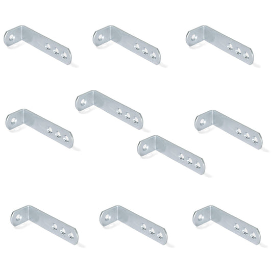 10 pieces of sturdy angle connectors with four connecting holes made of robust steel, surface: galvanized, 70 mm (2.8") 5135805. Mounting bracket E.FB.22 for shelves, bookcases, tables, cabinets and much more, by EMUCA