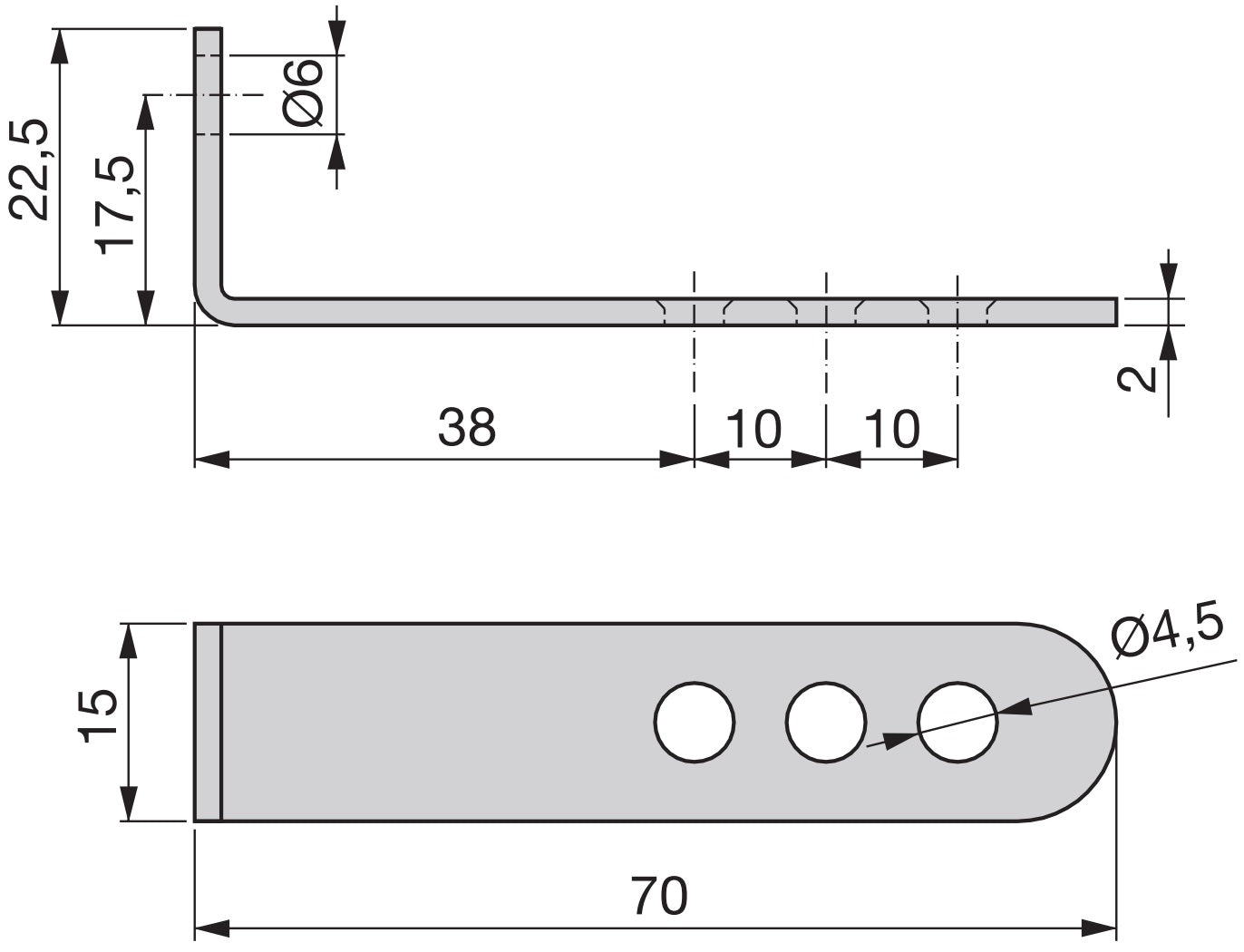 10 pieces of sturdy angle connectors with four connecting holes made of robust steel, surface: galvanized, 70 mm (2.8") 5135805. Mounting bracket E.FB.22 for shelves, bookcases, tables, cabinets and much more, by EMUCA