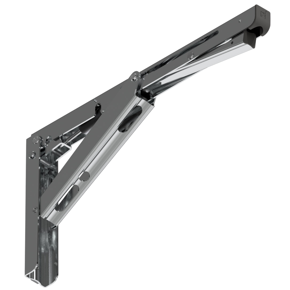 Support de table pliant robuste de haute qualité avec amortisseur à fermeture douce EB-317-DA en acier inoxydable. Console pliable avec une capacité de charge jusqu'à 200 kg. Support de rabat de ROCA / Sugatsune