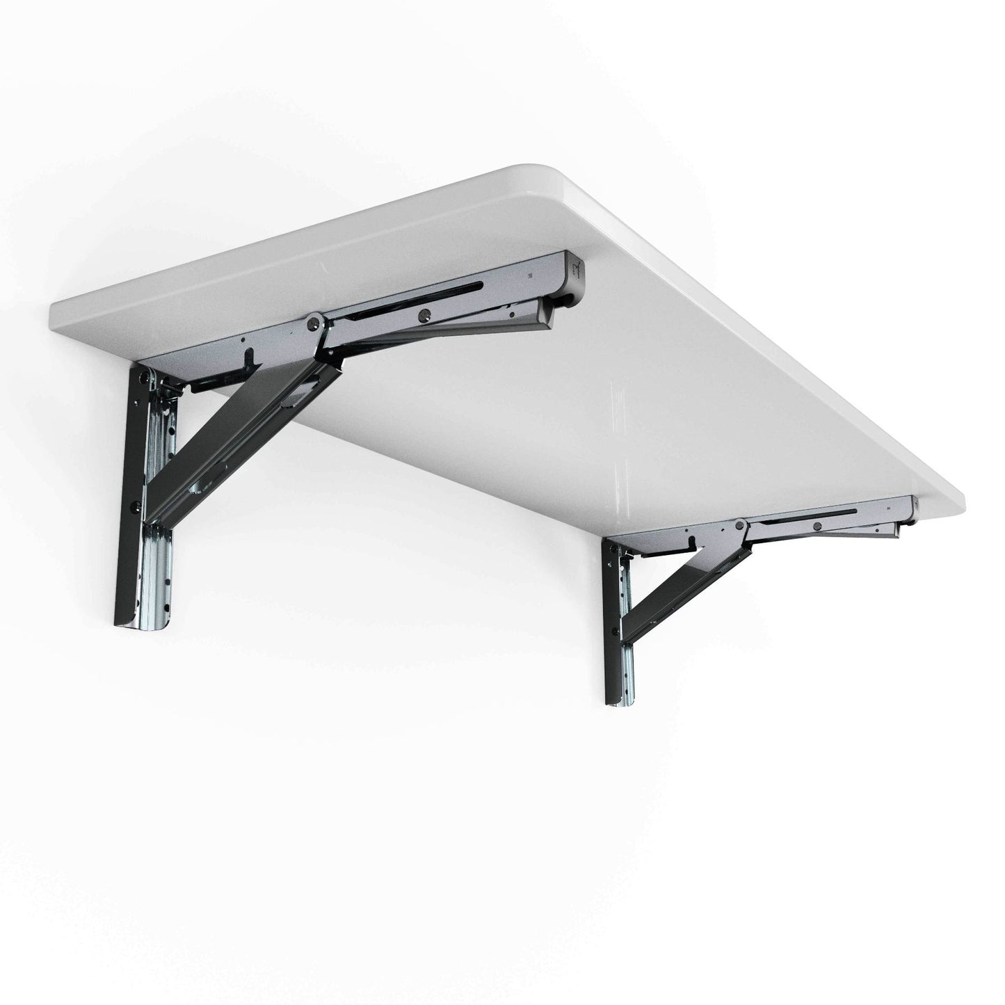 2 supports de table pliants robustes de haute qualité EB-303 en acier inoxydable. Une paire de supports pliables avec une capacité de charge allant jusqu'à 150 kg. Supports de rabat de ROCA / Sugatsune