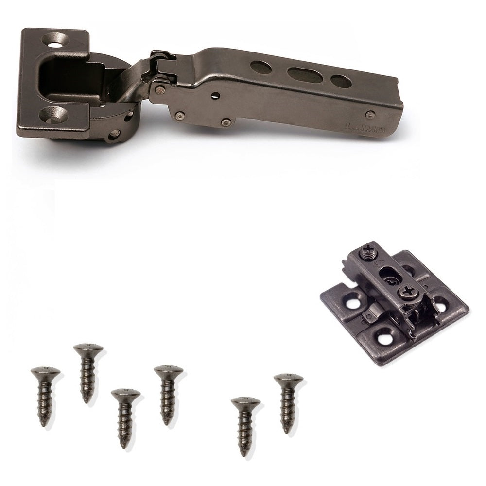 1 Stück Schwerlast-Möbelscharniere J95 für extra schwere Türen bis 25 kg! Inkl. Montageplatte. Schwerlast-Topfband, Möbelband mit Topfgröße 40 mm von LAMP® / Japan (aufliegend)