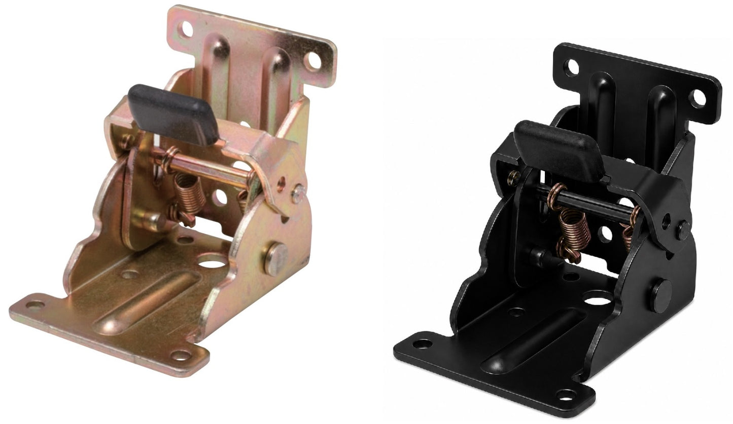 4 Stück Robuster Tischbein-Klappbeschlag, aus Stahl, Oberfläche: verzinkt, gelb, B205-KTL-CM für niedrige Tische, Couchtische, Holztischbeine