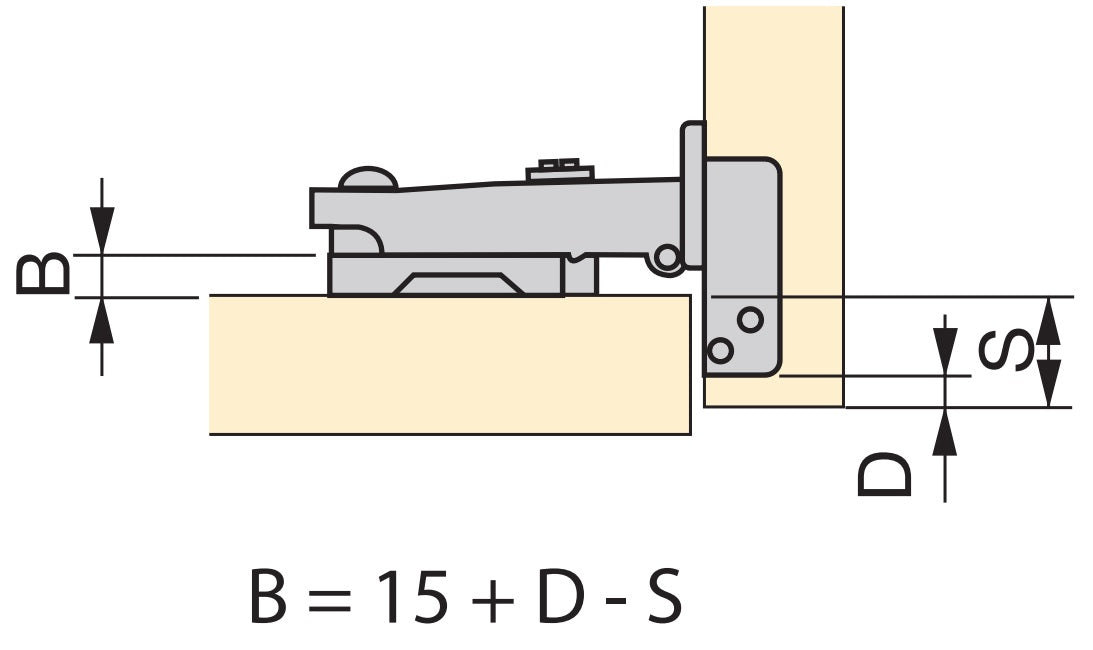 Concealed hinge, soft-close, clip-on installation, 3D adjustable, including mounting plate, surface: nickel-plated, surface-mounted, 1040007 for furniture, cabinets