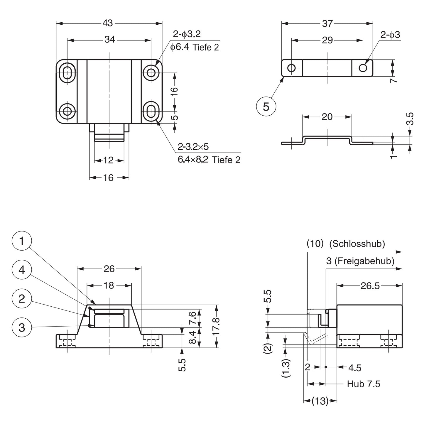Lot de 2 mini-loquets à ressort pour portes sans poignée, non magnétiques PR-21P de SUGATSUNE / Lamp (Japon)