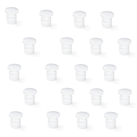 20 pieces of plastic door stop buffers for drilling in, surface: white, 8 mm (0.4″) 9017415. Plastic drill-in buffers for pushing in for kitchen cabinets, furniture, drawers, furniture doors and much more, by EMUCA