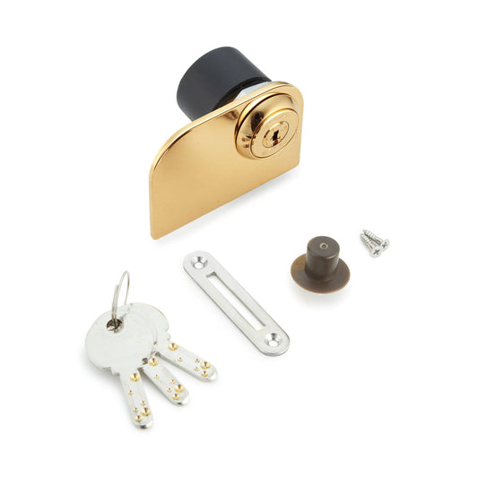 Serrure à levier pour portes vitrées, série Million Lock, à clé unique 1310GLW-GC-D, par Sugatsune / LAMP (Japon)