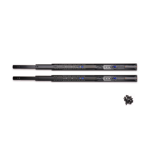 Full extension, soft-close, black 3670-450BL, by Sugatsune / LAMP (Japan)
