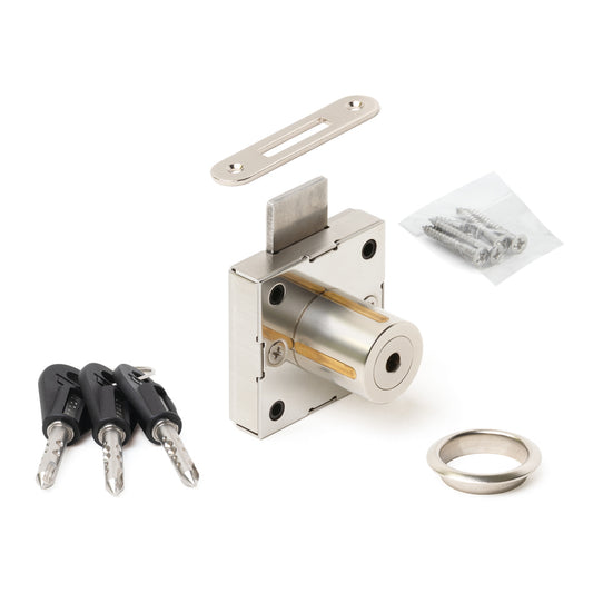 Cabinet lock, round key shaft, keyed alike 7110-24-DN-D, by Sugatsune / LAMP (Japan)