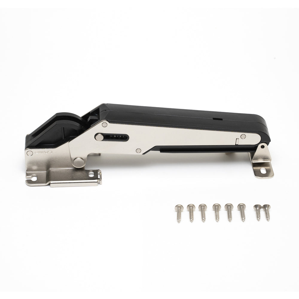 Système de commande de volet AILERON, avec charnières et plaques de montage OLYMPIA, noir ARN-2-H-BL-S, par Sugatsune / LAMP (Japon)