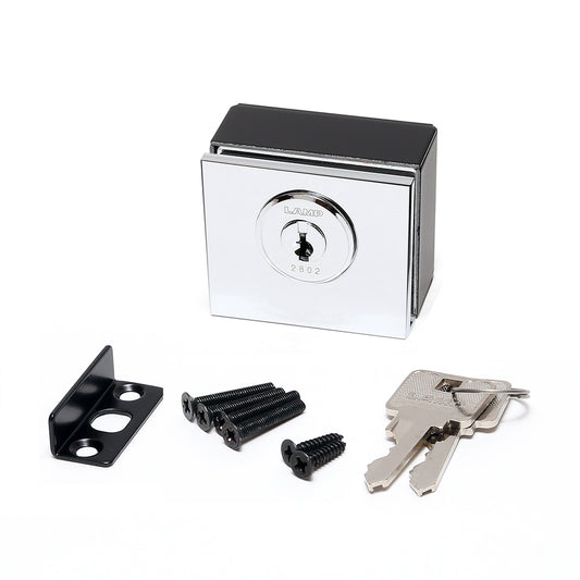 Cylinder lever lock for glass doors, keyed differently GS-GL3-KT-CR-B, by Sugatsune / LAMP (Japan)