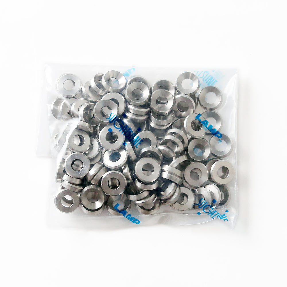 Rondelles fraisées, acier inoxydable, lot de 100 pièces. SETUP-SUS-M6-P100, par Sugatsune / LAMP (Japon)