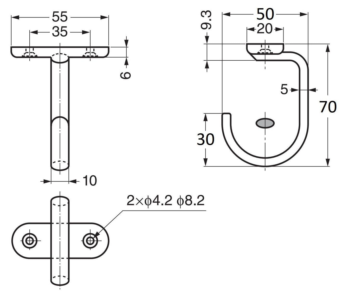 Hochwertiger Universalhaken für Deckenmontage oder Montage unter Regalboden, aus massivem rostfreiem Edelstahl, 100 mm (4″), DS-H-60. Deckenhaken für feuchte Umgebung, Außenbereich, Schiffbau und viel mehr, von Sugatsune / LAMP® (Japan)