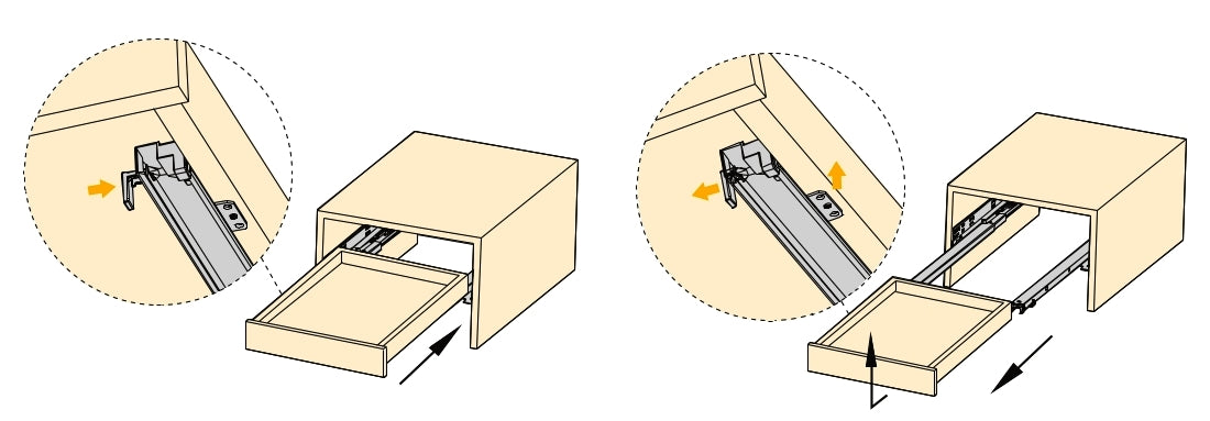 Unterflurführungen, Tragkraft: 25 kg (56 lbs), 450 mm (17-23/32″), Ausführung: Teilauszug mit Push-to-open, 3123405 für Holzschublade, Holztablar
