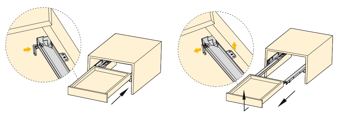 Unterflurführungen, Tragkraft: 30 kg (67 lbs), 500 mm (19-11/16″), Vollauszug mit Soft-Close, 3124505 für Holzschublade, Holzschubkasten, Holztablar