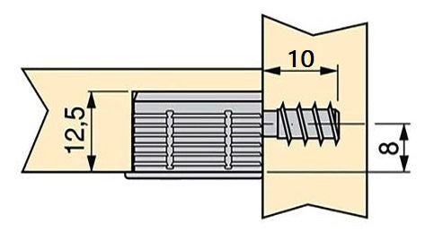 20 pieces of robust connecting bolts for bore ⌀3.5 mm, made of steel, 10 mm (25/64″), 8057205 for furniture connection